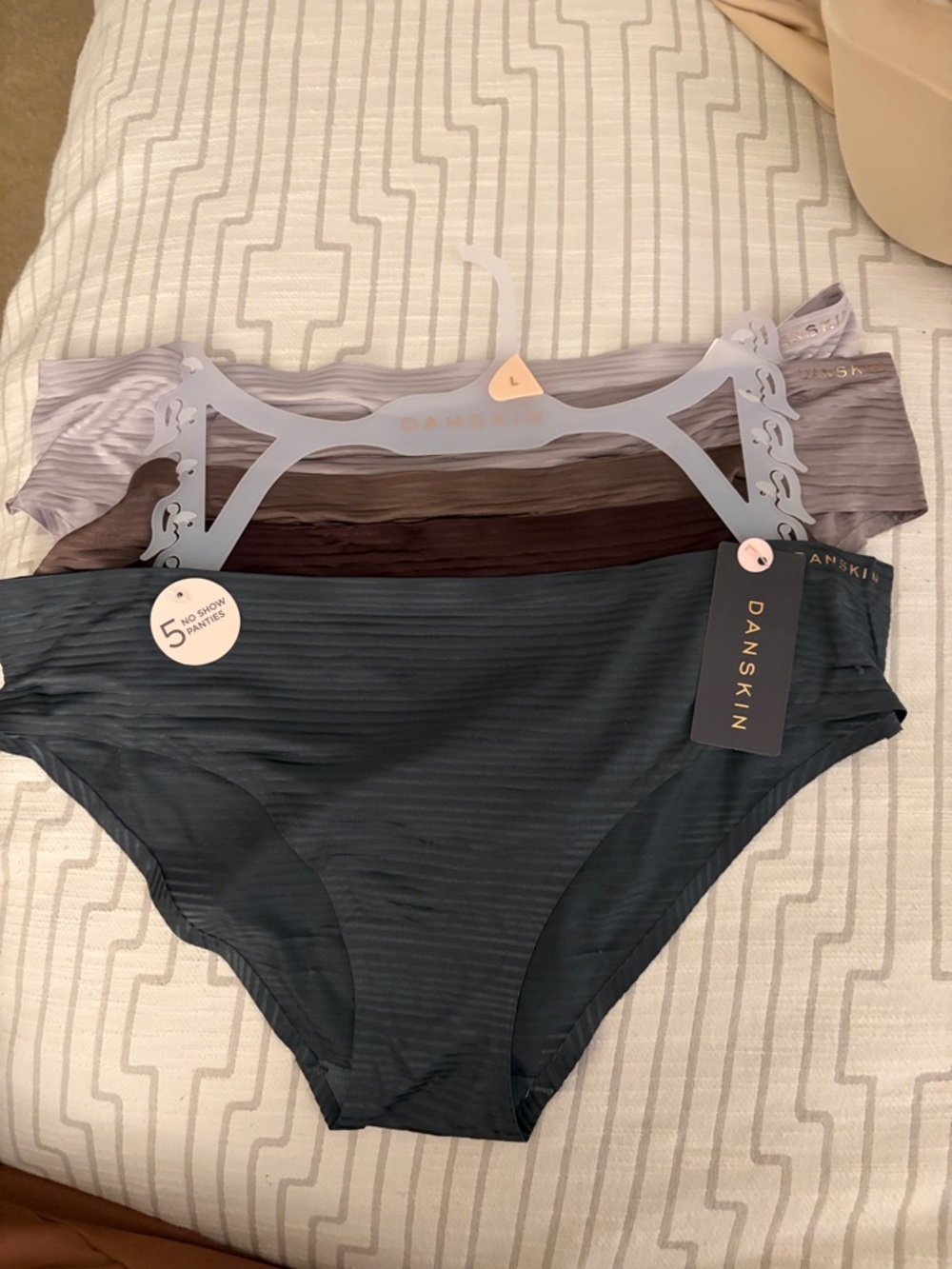 Danskin Ribbed Bikini Briefs Set - gray, sand Brown, Lavender L